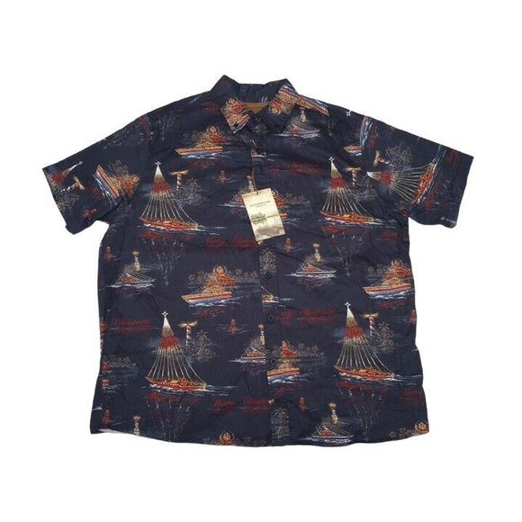 Clearwater Outfitters Men's Medium Shirt New With Tags Christmas Boats Button Up - Picture 1 of 7